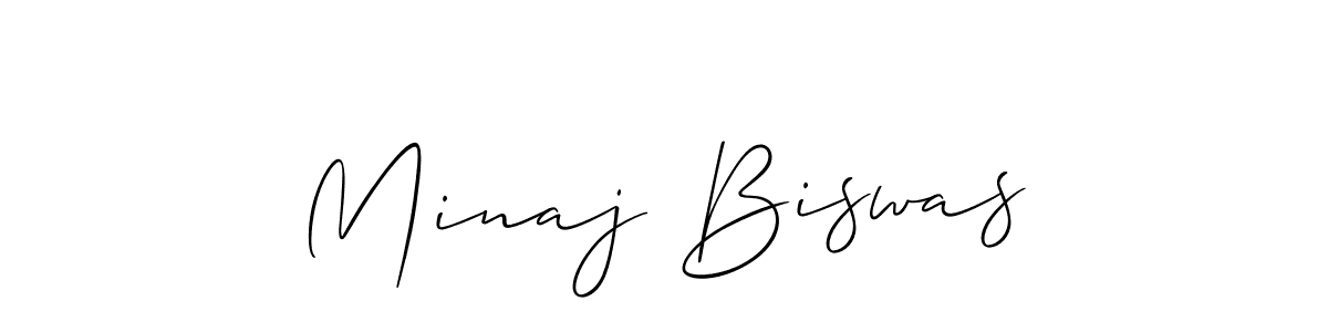 The best way (Allison_Script) to make a short signature is to pick only two or three words in your name. The name Minaj Biswas include a total of six letters. For converting this name. Minaj Biswas signature style 2 images and pictures png