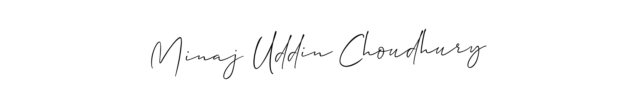 Create a beautiful signature design for name Minaj Uddin Choudhury. With this signature (Allison_Script) fonts, you can make a handwritten signature for free. Minaj Uddin Choudhury signature style 2 images and pictures png
