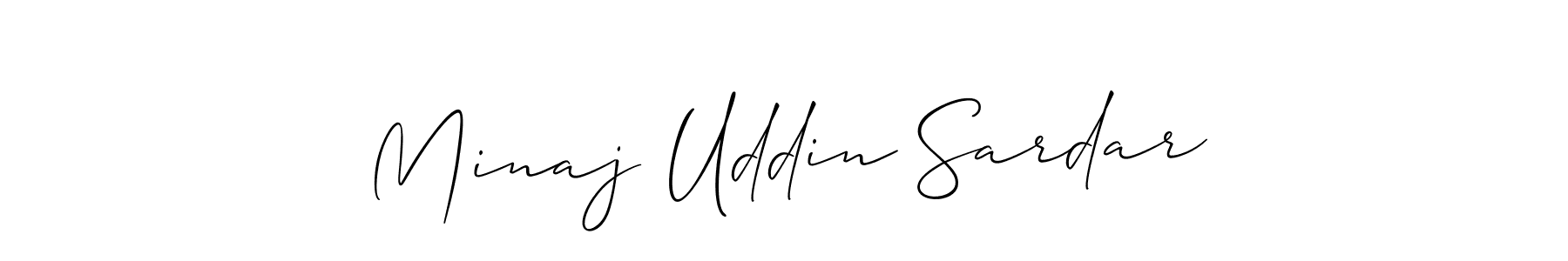 How to make Minaj Uddin Sardar name signature. Use Allison_Script style for creating short signs online. This is the latest handwritten sign. Minaj Uddin Sardar signature style 2 images and pictures png