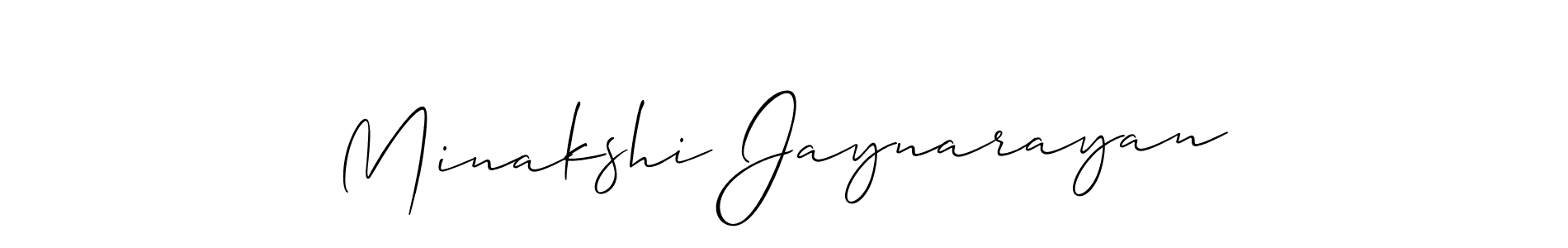 You should practise on your own different ways (Allison_Script) to write your name (Minakshi Jaynarayan) in signature. don't let someone else do it for you. Minakshi Jaynarayan signature style 2 images and pictures png