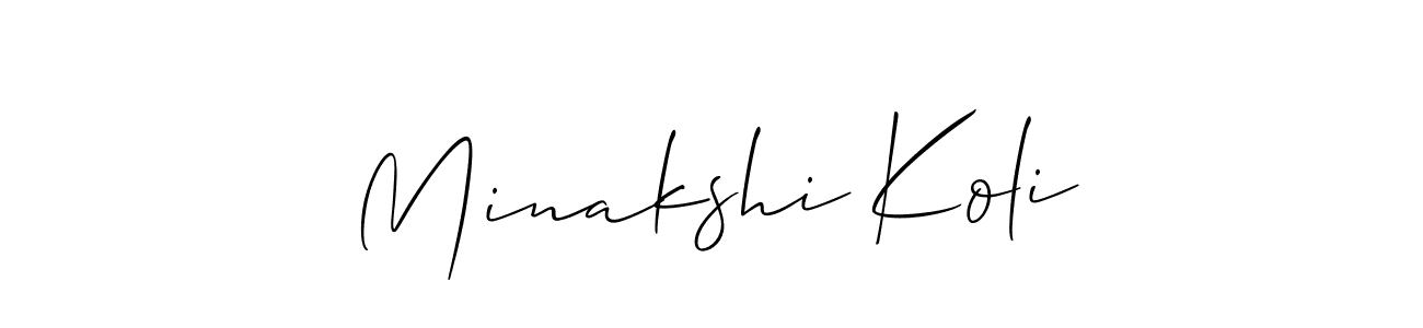 How to make Minakshi Koli signature? Allison_Script is a professional autograph style. Create handwritten signature for Minakshi Koli name. Minakshi Koli signature style 2 images and pictures png