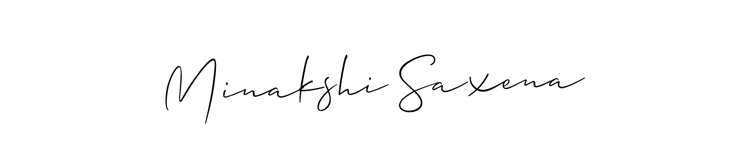 How to make Minakshi Saxena name signature. Use Allison_Script style for creating short signs online. This is the latest handwritten sign. Minakshi Saxena signature style 2 images and pictures png