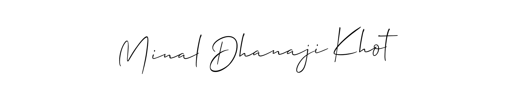 Create a beautiful signature design for name Minal Dhanaji Khot. With this signature (Allison_Script) fonts, you can make a handwritten signature for free. Minal Dhanaji Khot signature style 2 images and pictures png