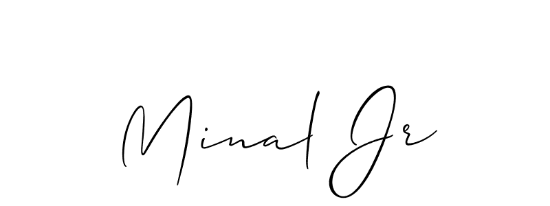 The best way (Allison_Script) to make a short signature is to pick only two or three words in your name. The name Minal Jr include a total of six letters. For converting this name. Minal Jr signature style 2 images and pictures png