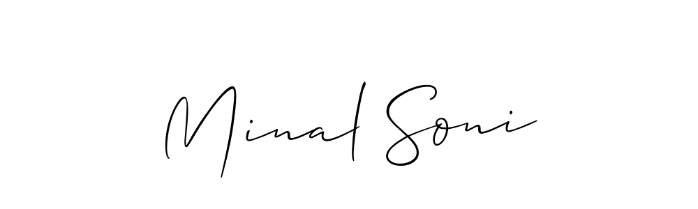 Design your own signature with our free online signature maker. With this signature software, you can create a handwritten (Allison_Script) signature for name Minal Soni. Minal Soni signature style 2 images and pictures png