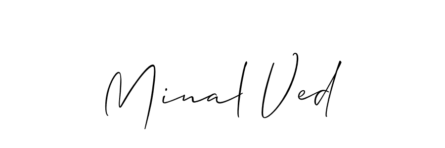 Allison_Script is a professional signature style that is perfect for those who want to add a touch of class to their signature. It is also a great choice for those who want to make their signature more unique. Get Minal Ved name to fancy signature for free. Minal Ved signature style 2 images and pictures png