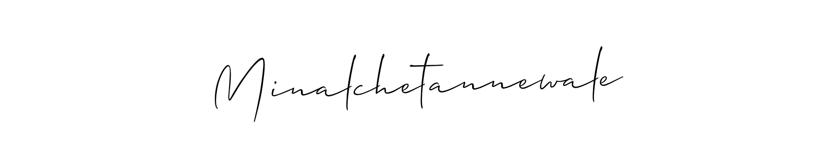 Similarly Allison_Script is the best handwritten signature design. Signature creator online .You can use it as an online autograph creator for name Minalchetannewale. Minalchetannewale signature style 2 images and pictures png