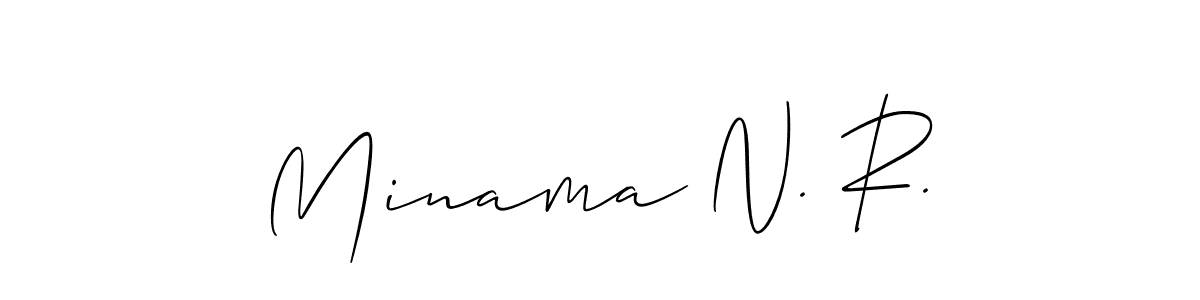 if you are searching for the best signature style for your name Minama N. R.. so please give up your signature search. here we have designed multiple signature styles  using Allison_Script. Minama N. R. signature style 2 images and pictures png