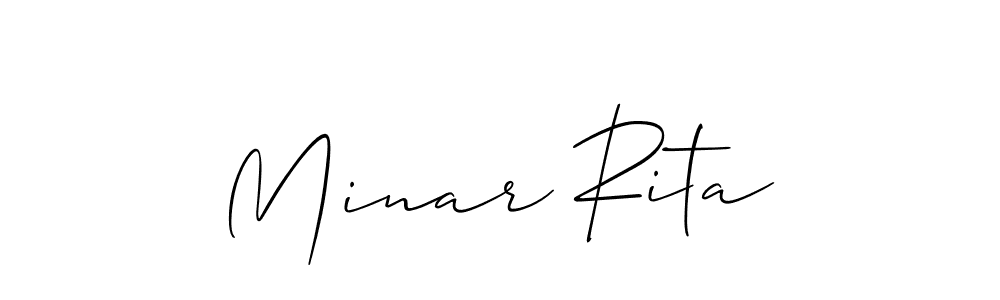 You should practise on your own different ways (Allison_Script) to write your name (Minar Rita) in signature. don't let someone else do it for you. Minar Rita signature style 2 images and pictures png