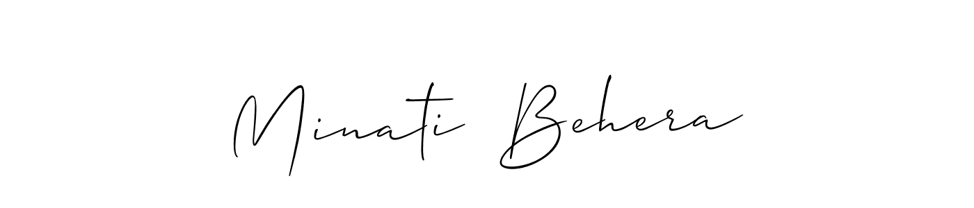How to make Minati  Behera name signature. Use Allison_Script style for creating short signs online. This is the latest handwritten sign. Minati  Behera signature style 2 images and pictures png
