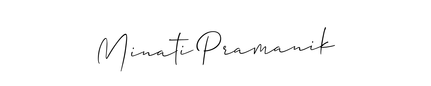 The best way (Allison_Script) to make a short signature is to pick only two or three words in your name. The name Minati Pramanik include a total of six letters. For converting this name. Minati Pramanik signature style 2 images and pictures png