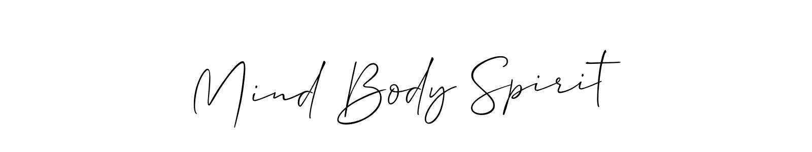 Create a beautiful signature design for name Mind Body Spirit. With this signature (Allison_Script) fonts, you can make a handwritten signature for free. Mind Body Spirit signature style 2 images and pictures png
