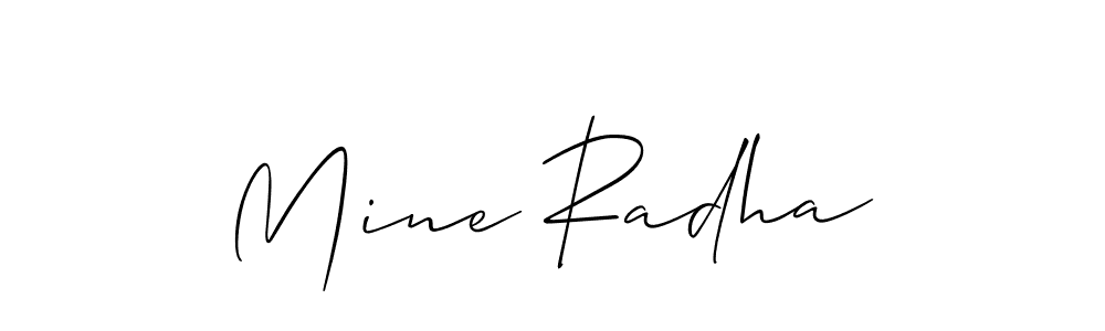 You can use this online signature creator to create a handwritten signature for the name Mine Radha. This is the best online autograph maker. Mine Radha signature style 2 images and pictures png