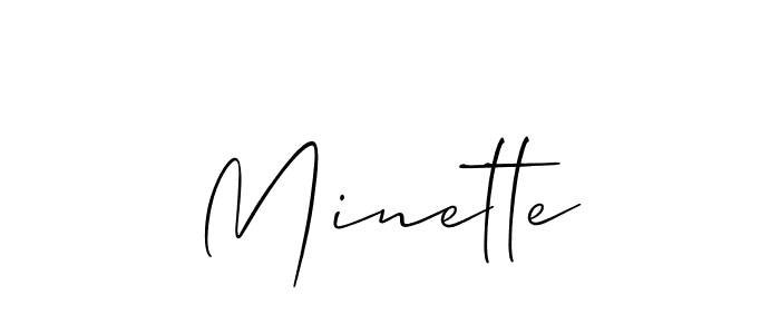 Use a signature maker to create a handwritten signature online. With this signature software, you can design (Allison_Script) your own signature for name Minette. Minette signature style 2 images and pictures png