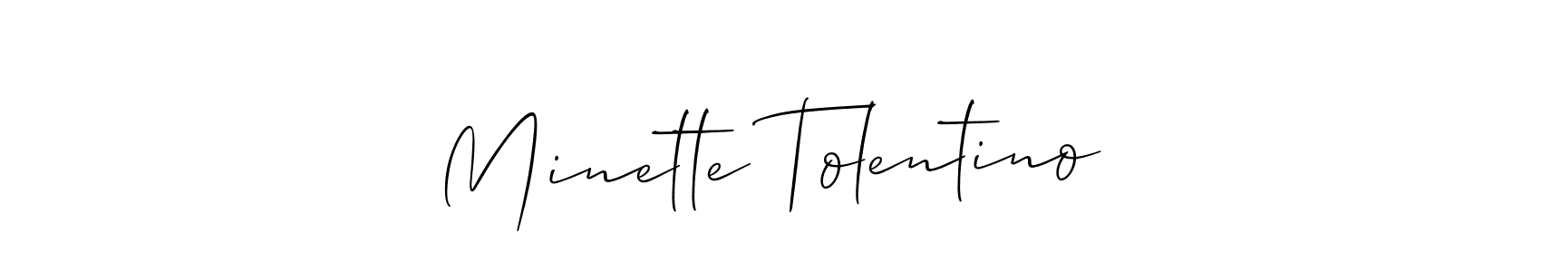 How to make Minette Tolentino signature? Allison_Script is a professional autograph style. Create handwritten signature for Minette Tolentino name. Minette Tolentino signature style 2 images and pictures png