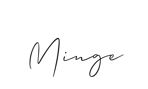 Make a beautiful signature design for name Minge. With this signature (Allison_Script) style, you can create a handwritten signature for free. Minge signature style 2 images and pictures png