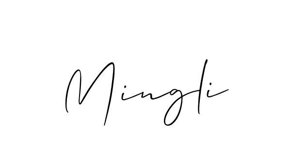 Create a beautiful signature design for name Mingli. With this signature (Allison_Script) fonts, you can make a handwritten signature for free. Mingli signature style 2 images and pictures png