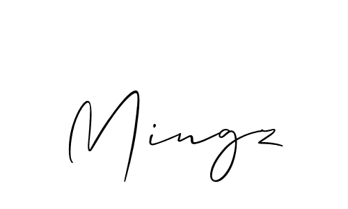 Create a beautiful signature design for name Mingz. With this signature (Allison_Script) fonts, you can make a handwritten signature for free. Mingz signature style 2 images and pictures png