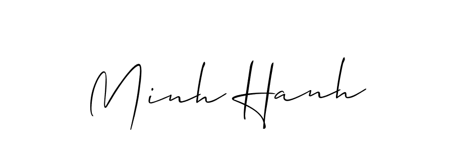 The best way (Allison_Script) to make a short signature is to pick only two or three words in your name. The name Minh Hanh include a total of six letters. For converting this name. Minh Hanh signature style 2 images and pictures png