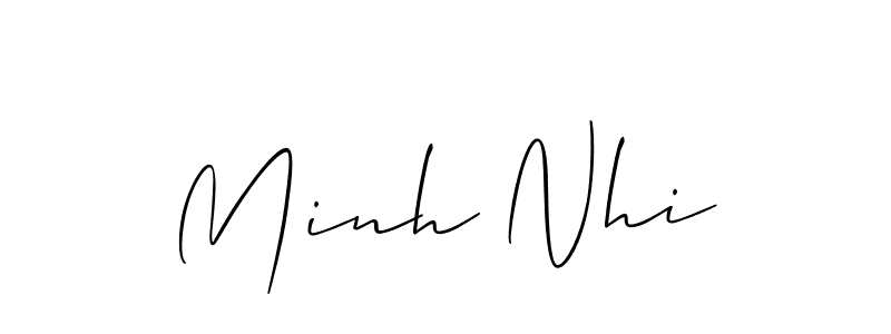 Make a beautiful signature design for name Minh Nhi. With this signature (Allison_Script) style, you can create a handwritten signature for free. Minh Nhi signature style 2 images and pictures png