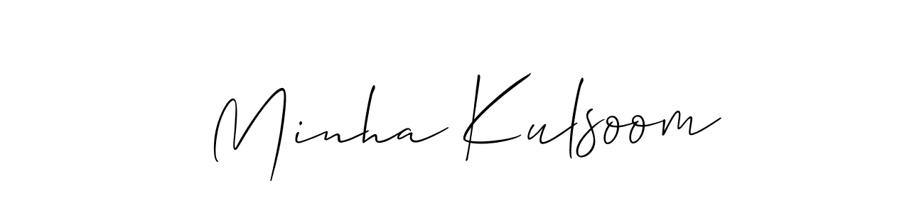How to make Minha Kulsoom name signature. Use Allison_Script style for creating short signs online. This is the latest handwritten sign. Minha Kulsoom signature style 2 images and pictures png