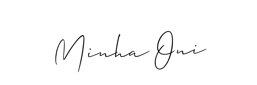 You should practise on your own different ways (Allison_Script) to write your name (Minha Oni) in signature. don't let someone else do it for you. Minha Oni signature style 2 images and pictures png