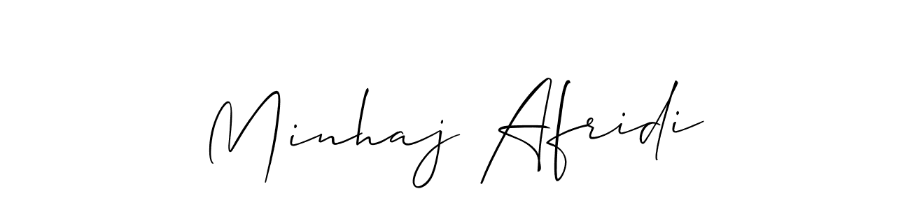 How to make Minhaj Afridi name signature. Use Allison_Script style for creating short signs online. This is the latest handwritten sign. Minhaj Afridi signature style 2 images and pictures png