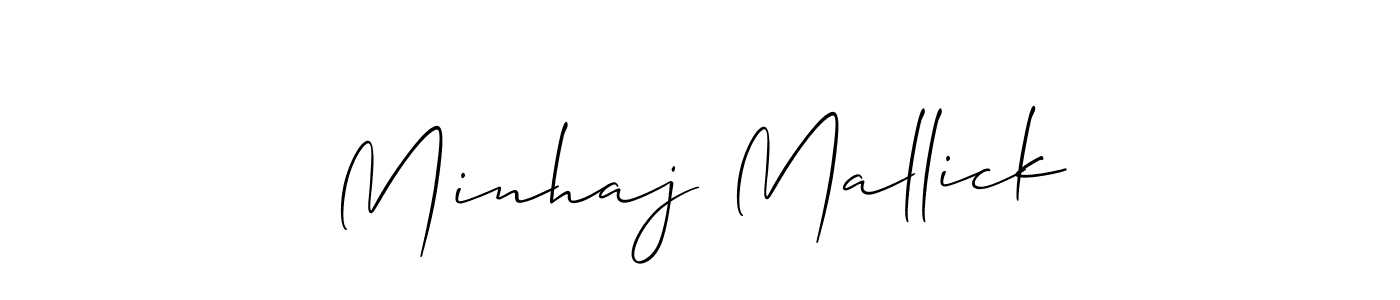 Use a signature maker to create a handwritten signature online. With this signature software, you can design (Allison_Script) your own signature for name Minhaj Mallick. Minhaj Mallick signature style 2 images and pictures png