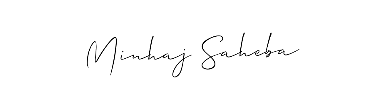 How to make Minhaj Saheba signature? Allison_Script is a professional autograph style. Create handwritten signature for Minhaj Saheba name. Minhaj Saheba signature style 2 images and pictures png