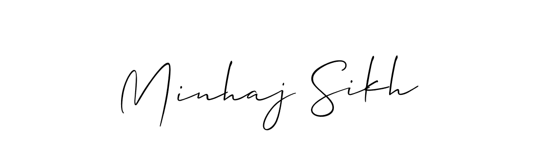 Use a signature maker to create a handwritten signature online. With this signature software, you can design (Allison_Script) your own signature for name Minhaj Sikh. Minhaj Sikh signature style 2 images and pictures png
