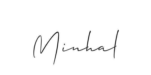 It looks lik you need a new signature style for name Minhal. Design unique handwritten (Allison_Script) signature with our free signature maker in just a few clicks. Minhal signature style 2 images and pictures png