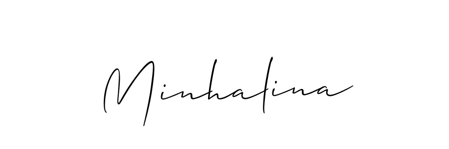 Make a beautiful signature design for name Minhalina. With this signature (Allison_Script) style, you can create a handwritten signature for free. Minhalina signature style 2 images and pictures png