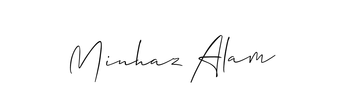Use a signature maker to create a handwritten signature online. With this signature software, you can design (Allison_Script) your own signature for name Minhaz Alam. Minhaz Alam signature style 2 images and pictures png
