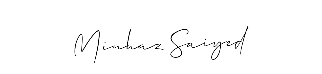 Create a beautiful signature design for name Minhaz Saiyed. With this signature (Allison_Script) fonts, you can make a handwritten signature for free. Minhaz Saiyed signature style 2 images and pictures png