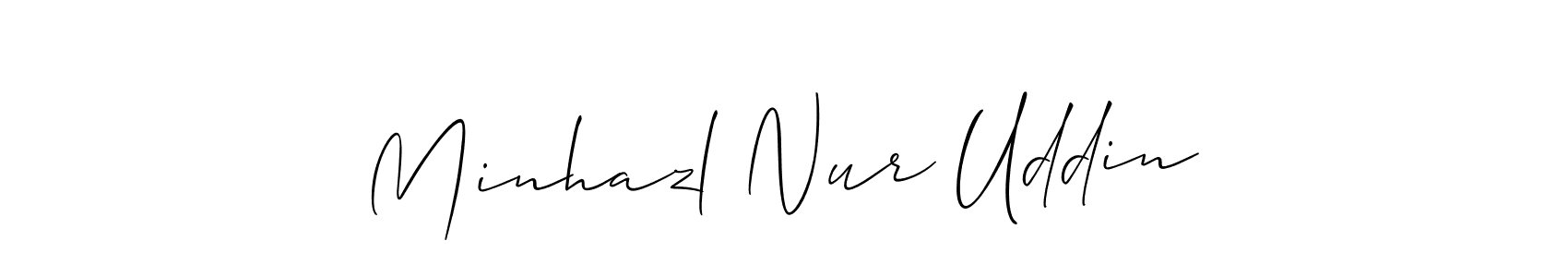 How to make Minhazl Nur Uddin name signature. Use Allison_Script style for creating short signs online. This is the latest handwritten sign. Minhazl Nur Uddin signature style 2 images and pictures png