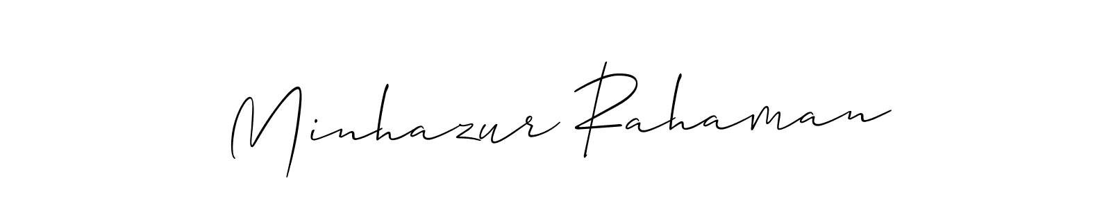 Make a beautiful signature design for name Minhazur Rahaman. With this signature (Allison_Script) style, you can create a handwritten signature for free. Minhazur Rahaman signature style 2 images and pictures png