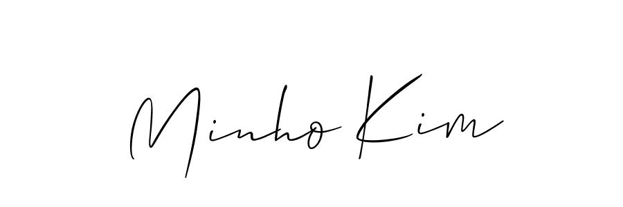 How to make Minho Kim name signature. Use Allison_Script style for creating short signs online. This is the latest handwritten sign. Minho Kim signature style 2 images and pictures png