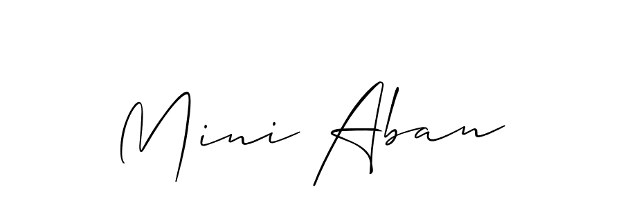 Make a beautiful signature design for name Mini Aban. With this signature (Allison_Script) style, you can create a handwritten signature for free. Mini Aban signature style 2 images and pictures png