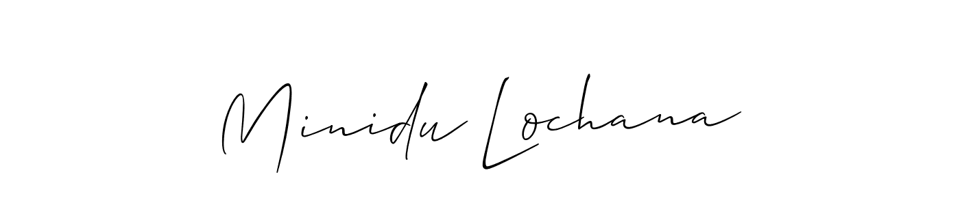 Make a short Minidu Lochana signature style. Manage your documents anywhere anytime using Allison_Script. Create and add eSignatures, submit forms, share and send files easily. Minidu Lochana signature style 2 images and pictures png