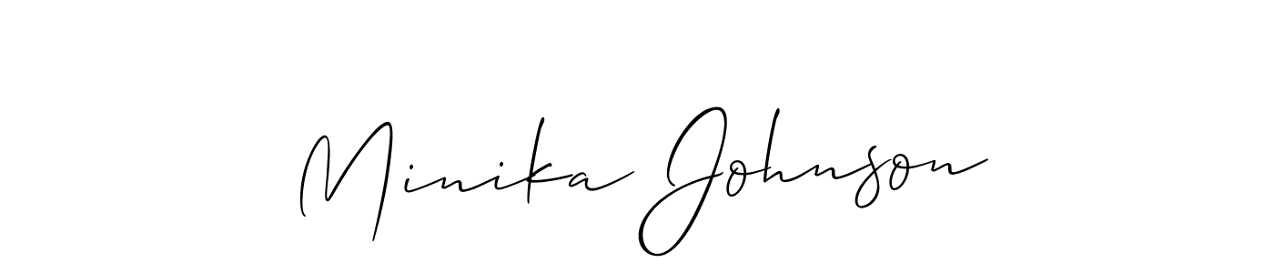 It looks lik you need a new signature style for name Minika Johnson. Design unique handwritten (Allison_Script) signature with our free signature maker in just a few clicks. Minika Johnson signature style 2 images and pictures png