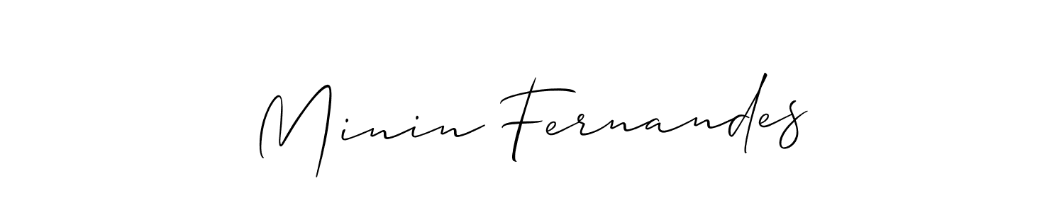 Use a signature maker to create a handwritten signature online. With this signature software, you can design (Allison_Script) your own signature for name Minin Fernandes. Minin Fernandes signature style 2 images and pictures png