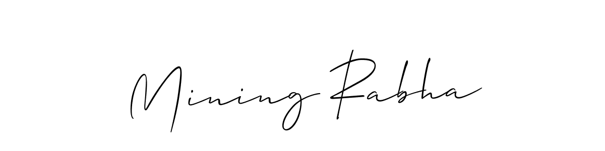 Also You can easily find your signature by using the search form. We will create Mining Rabha name handwritten signature images for you free of cost using Allison_Script sign style. Mining Rabha signature style 2 images and pictures png
