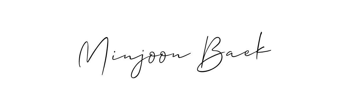 Make a beautiful signature design for name Minjoon Baek. With this signature (Allison_Script) style, you can create a handwritten signature for free. Minjoon Baek signature style 2 images and pictures png