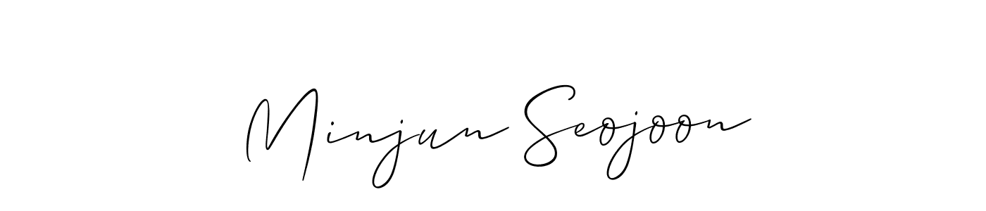 The best way (Allison_Script) to make a short signature is to pick only two or three words in your name. The name Minjun Seojoon include a total of six letters. For converting this name. Minjun Seojoon signature style 2 images and pictures png