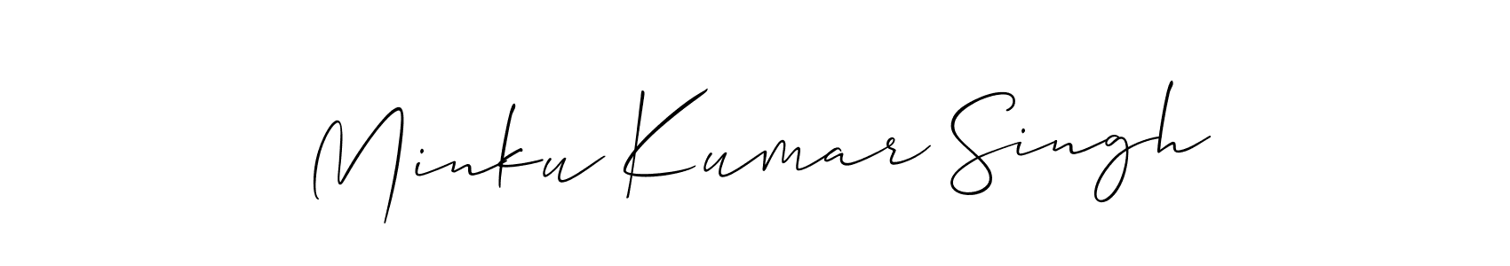 You should practise on your own different ways (Allison_Script) to write your name (Minku Kumar Singh) in signature. don't let someone else do it for you. Minku Kumar Singh signature style 2 images and pictures png
