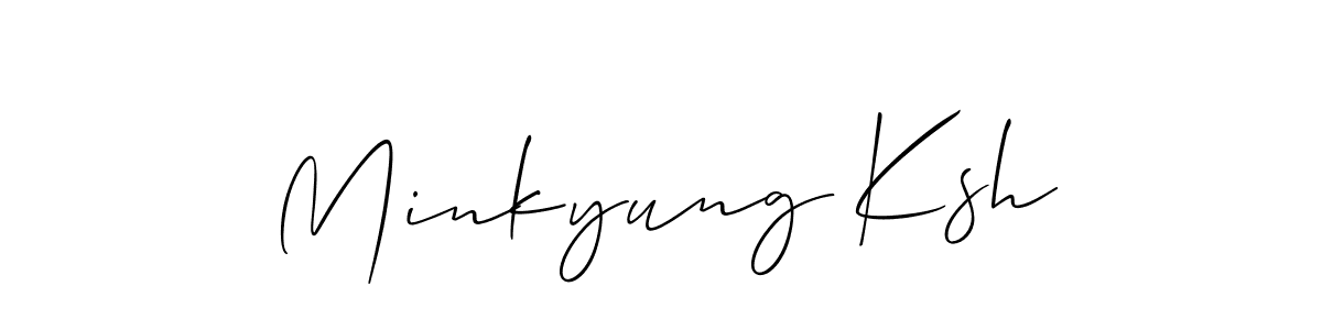 How to make Minkyung Ksh name signature. Use Allison_Script style for creating short signs online. This is the latest handwritten sign. Minkyung Ksh signature style 2 images and pictures png