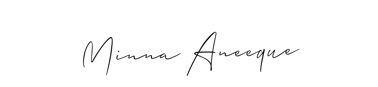 Use a signature maker to create a handwritten signature online. With this signature software, you can design (Allison_Script) your own signature for name Minna Aneeque. Minna Aneeque signature style 2 images and pictures png