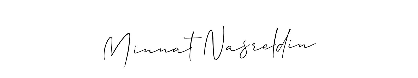 It looks lik you need a new signature style for name Minnat Nasreldin. Design unique handwritten (Allison_Script) signature with our free signature maker in just a few clicks. Minnat Nasreldin signature style 2 images and pictures png