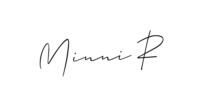 Make a beautiful signature design for name Minni R. With this signature (Allison_Script) style, you can create a handwritten signature for free. Minni R signature style 2 images and pictures png