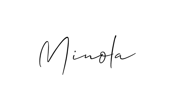 Make a beautiful signature design for name Minola. With this signature (Allison_Script) style, you can create a handwritten signature for free. Minola signature style 2 images and pictures png